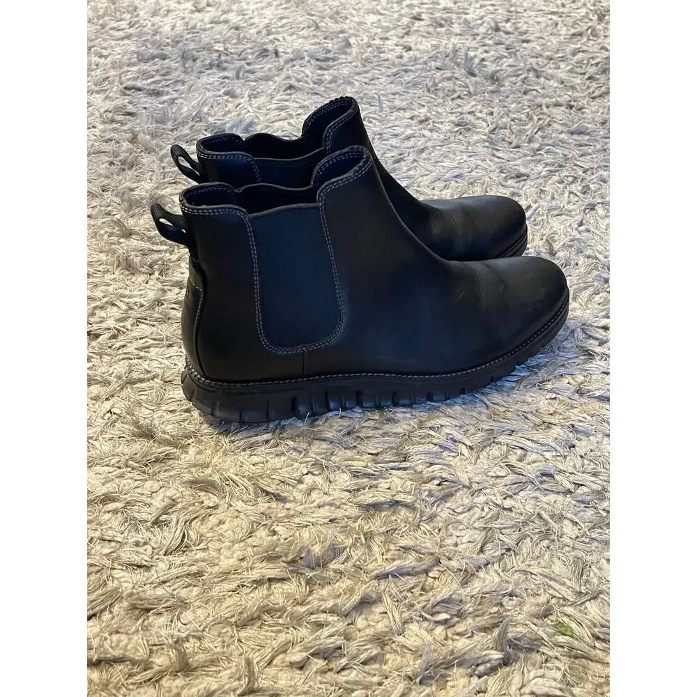 Boots Mens 10 M Zerogrand Ankle Chelsea Black Leather Pull On